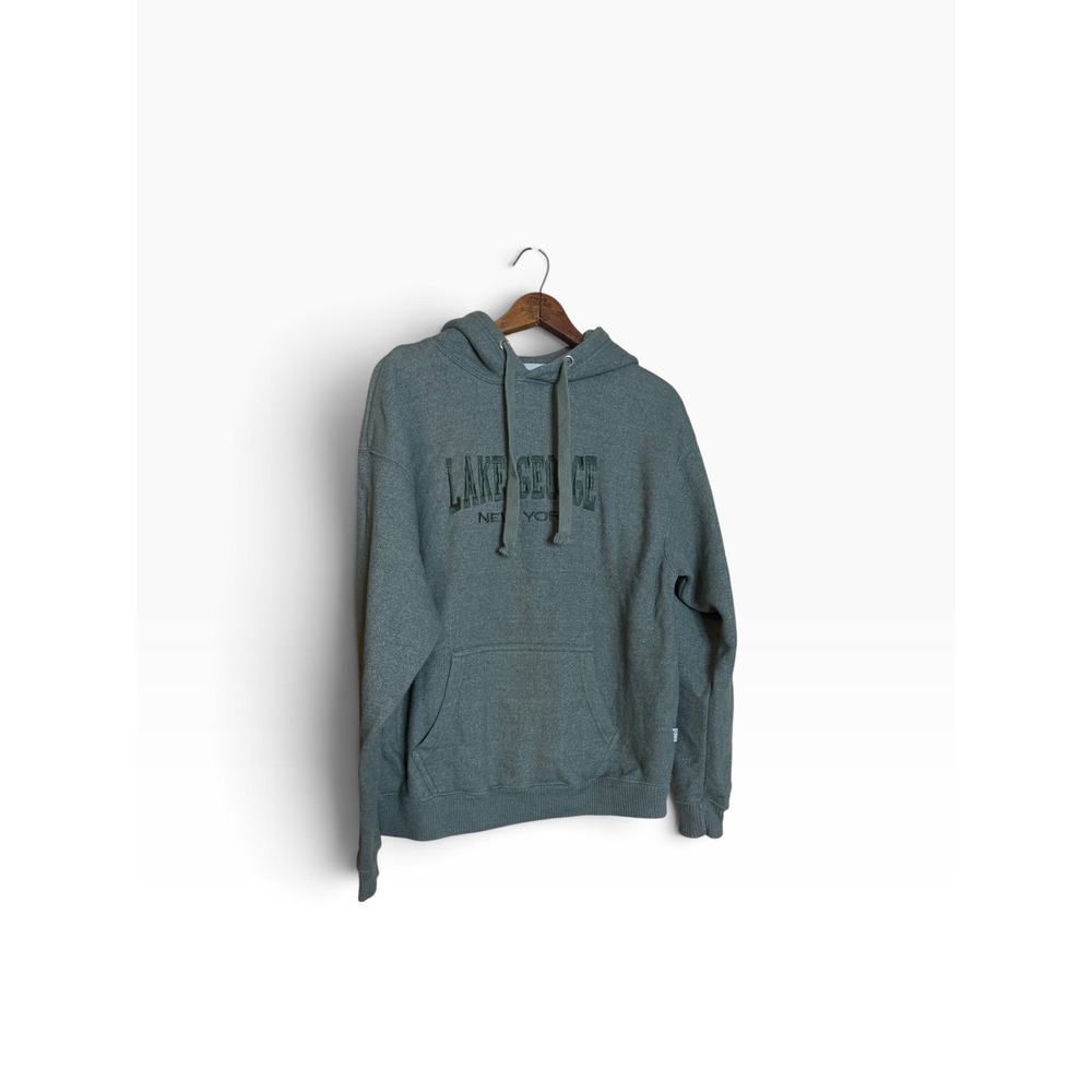 Ragwear Lake George New York Graphic Hoodie Sage Green Fleece Size L - Picture 2 of 7